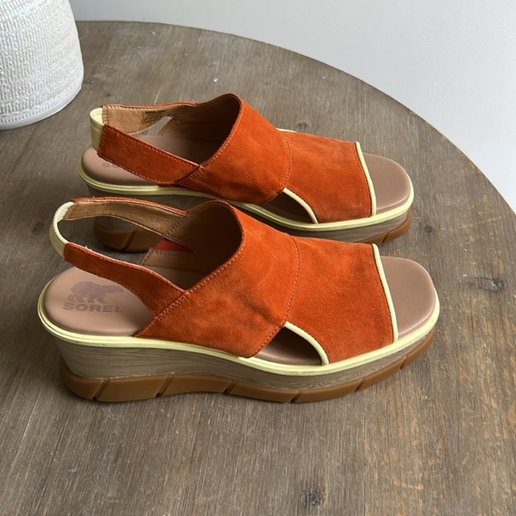 Sorel Joanie III Desert Sun Suede Wedge Platform Comfort Sling Back Sandals - Picture 14 of 17